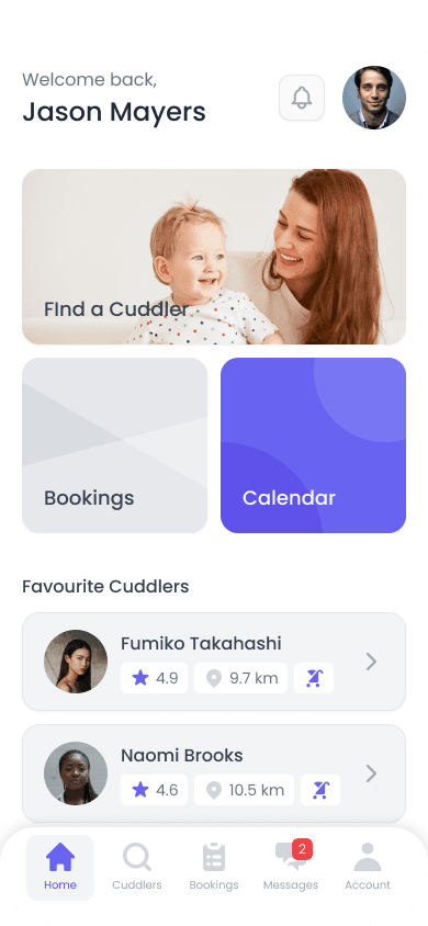 Cuddly mobile parent homescreen